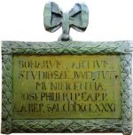 Tablica upamiętniająca położenie kamienia węgielnego pod budowę  gimnazjum w Cieszynie, 1781 r.
